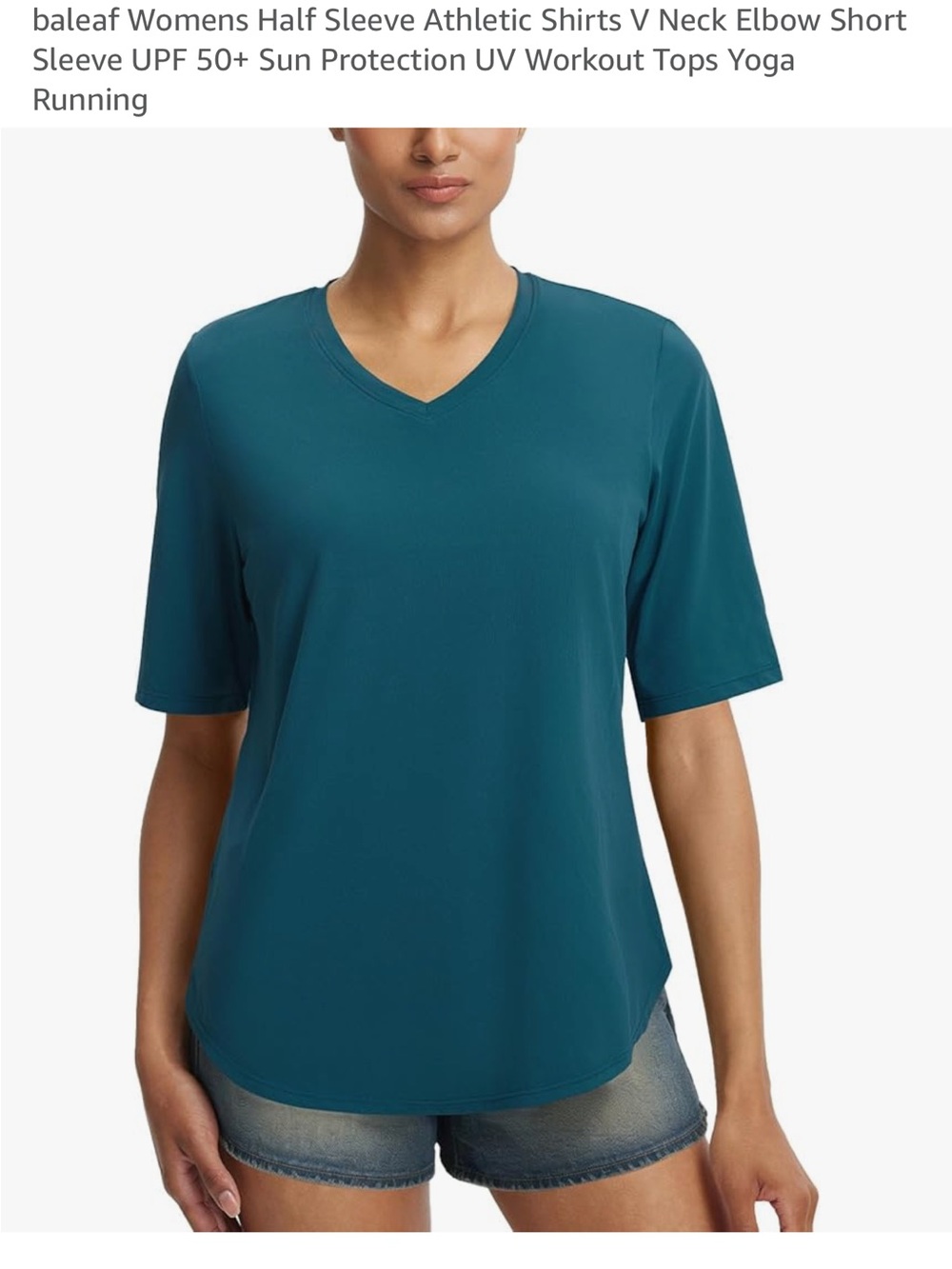 Baleaf Teal V-Neck Half Sleeve Athletic Top
